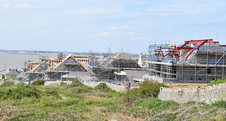 Construction work on new houses on the sea wall