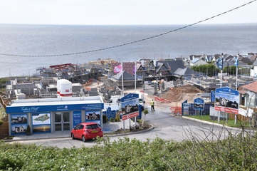 The sales office at Tusker Point on Slon Lane at Ogmore-by-Sea